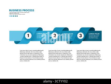 Infografik-Vorlage für Geschäftsprozesse mit drei Schritten – Vektorillustration Stock Vektor