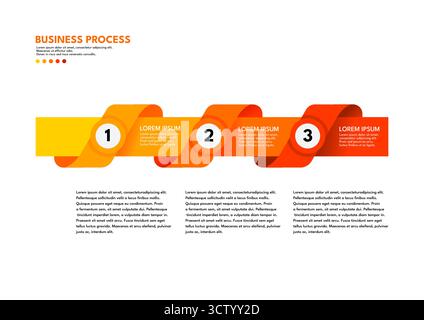 Infografik-Vorlage für Geschäftsprozesse mit drei Schritten – Vektorillustration Stock Vektor