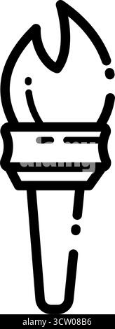 Brennende olympische Flammenfackel Linie Vektor-Symbol Stock Vektor