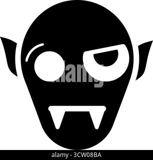 Dracula Vampirmonster gruseliges Gesicht mit Zähnen Vektor-Symbol Stock Vektor