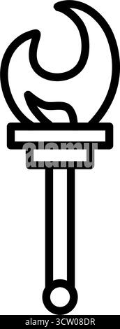 Brennende olympische Flammenfackel Linie Vektor-Symbol Stock Vektor