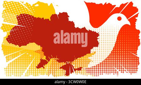 Ukraine Karte Friedenstaube Stilisierte Illustration Stock Vektor