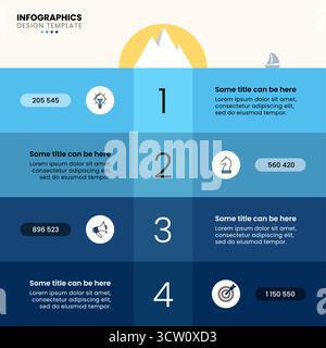 Infografik-Vorlage mit Symbolen und 4 Optionen oder Schritten. Eisberg. Kann für Workflow-Layout, Diagramm, Banner und Webdesign verwendet werden. Vektorabbildung Stock Vektor
