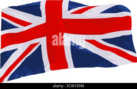 Waving Union Jack Flag Realistischer Vektor Stock Vektor