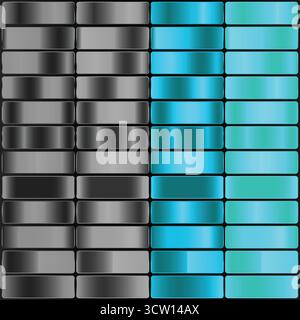 Kollektion mit Metallic Gradient in Anthrazit und Cyan. Stock Vektor