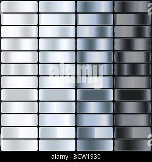 Metallische Farbfelder aus silbernem Stahl und anthrazitgrauem Metall. Stock Vektor