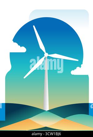 Windenergieanlage Erneuerbare Energien Abstrakter Grafischer Vektor Stock Vektor