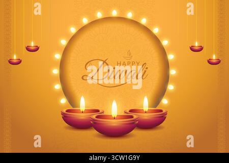 Glückliches Diwali mit Öllampe, dekoriert Diya, Rangoli, Hintergrund, Diwali Feier Grußkarte, abstrakte Vektor Illustration Design Stock Vektor