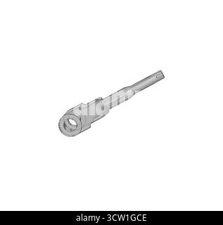 cad-Zugstangensystem, Bohrschraubengabel, Konnektivitätsklemmen Hardware, technische Zeichnung in 3D Stockfoto