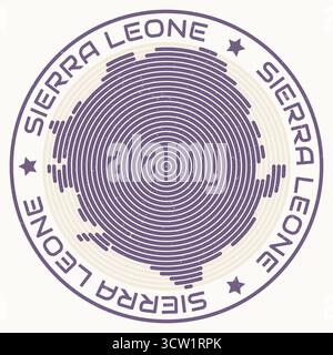 Sierra Leone Karte mit rundem Titel. Ländliche Ringe. Sierra Leone Text um die Landesgrenze. Darstellung des Trendvektors. Stock Vektor