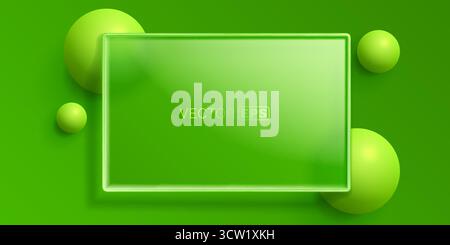 Moderner grüner abstrakter Hintergrund mit Hochglanzrahmen. Ein dynamischer, lebendiger Hintergrund für verschiedene digitale Projekte. Vektorabbildung Stock Vektor