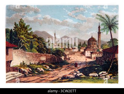 Illustration von Thyatira aus dem Buch der Offenbarungen, wo Johannes dem Theologen befohlen wurde, seine Visionen aufzuschreiben und sie an 7 Kirchen EP zu senden Stockfoto