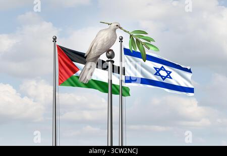 Israel Palästinensische Friedensverhandlungen und israelische und palästinensische Friedensabkommen zur Lösung einer Nahost-Krise als geopolitischer Konflikt und Krieg zwischen ihnen Stockfoto