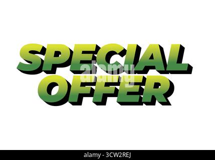 Textgrafik mit den Worten Sonderangebot in einem auffälligen, grünen Farbverlauf mit Schatten Stock Vektor