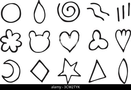 Hand gezeichnete Vektor-Kritzelelemente Set schwarze Strichkunst Stock Vektor