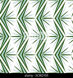 Grünes einfarbiges, nahtloses geometrisches Muster. Vektordekorative vertikale Zickzackverzierung polygonaler Formen. Unübertroffenes kreatives, lineares monochromes Design Stock Vektor