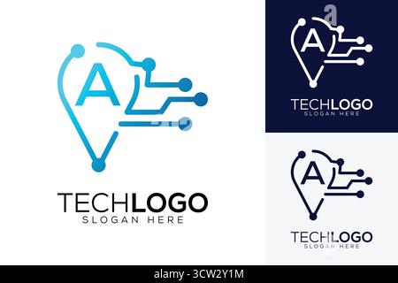 Vektortechnologie schreibt ein Logo Stock Vektor