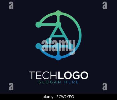 Technologie Gradian Color Letter A Logo Stock Vektor
