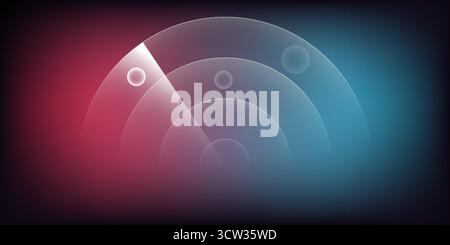 Bewegungssensor. Schallwelle. Signalkreis. Runder Lichteffekt. WLAN-Reichweite. Radiosendersignal. Kreisförmige Wellen. Radarbildschirm. Vektoreffekt. Stock Vektor