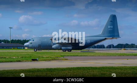Lockheed C130J von der Royal Canadian Air Force – als Teil der Übung Cobra Warrior UK, fotografiert bei RAF Waddington Stockfoto