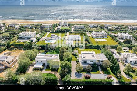 Aus der Vogelperspektive teurer Häuser in bridgehampton, ny Stockfoto