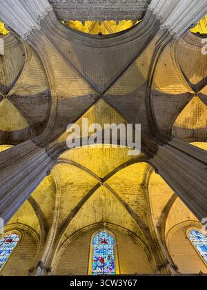 Sevilla, Spanien – 2. Oktober 2025: Innenarchitektur der Kathedrale von Sevilla Stockfoto
