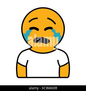 Trauriges Emoji, das tiefe Emotionen und Trauer ausdrückt Stock Vektor