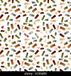 Diese einzigartige Textur zeichnet sich durch lebendige Formen aus, die sich perfekt für verschiedene Hintergründe und Textilien eignen. Handgezeichnetes nahtloses festliches Muster zum Bedrucken von Textilien, Papier und Verpackungsmaterialien. Stockfoto