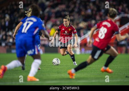 Manchester, Großbritannien. Oktober 2025. Ella Toone (7 Manchester United Women) lief mit dem Ball während des Women’s Super League-Spiels zwischen Manchester Stockfoto