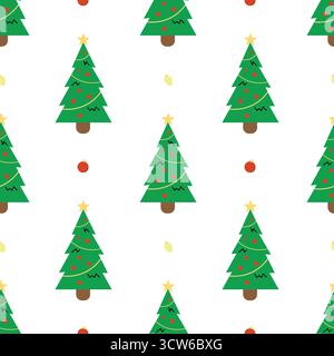 Nahtloses Muster mit Weihnachtsbaum und Kugeln Stock Vektor