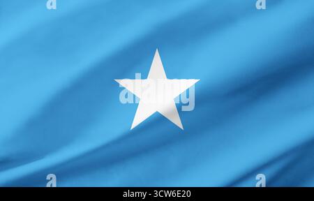 Hintergrunddetails der somalischen Flagge, die den gesamten Rahmen mit gewellter Textur besetzt. Stockfoto