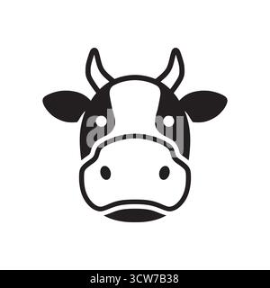 Einfaches Kuhkopf-Logo-Konzept. Niedliche Kuhkopf-Design-Illustration, Vektor. Stock Vektor