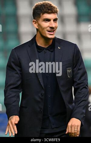Tallin, Estland. Oktober 2025. Giovanni Di Lorenzo (Italien) Spieltag 1 Rundgang während des Teams Estland - Pressekonferenz, Spiel der FIFA-Weltmeisterschaft in Tallin, Estland, 10. Oktober 2025 Credit: Independent Photo Agency/Alamy Live News Stockfoto