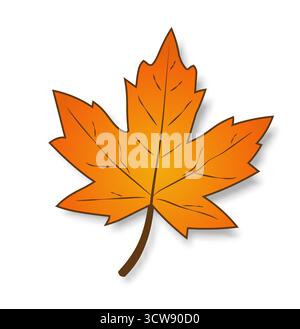 Ein helles, einfaches Herbstahornblatt in gelb-orange auf beigefarbenem Hintergrund. Stock Vektor