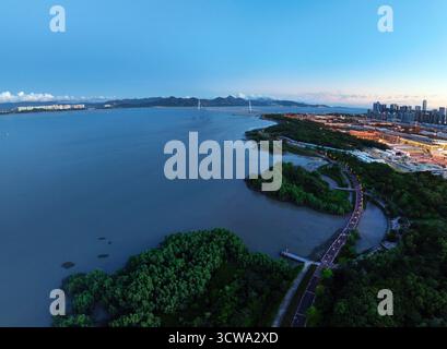 Luftaufnahmen des China Resources Building Talent Park, Nr. 1 Shenzhen Bay, Nanshan District, Shenzhen City, Provinz Guangdong Stockfoto