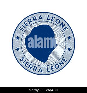 Sierra Leone Runde Abzeichen Vektor. Country Round Stempel mit der Form von Sierra Leone, Isolinien und einem kreisrunden Ländernamen. Ansprechendes Emblem. Stock Vektor