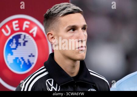 Sinsheim, Deutschland. Oktober 2025. Nico Schlotterbeck (Deutschland, 15), Einzelbild, Einzelfoto, Aktion, Aktion, 10.10.2025, Sinsheim (Deutschland), Fussball, WM-Qualifikation, DEUTSCHLAND - LUXEMBURG, DIE VERANSTALTUNGSORDNUNG VERBIETET JEDE VERWENDUNG VON FOTOGRAFIEN ALS BILDSEQUENZEN UND/ODER QUASI-VIDEOS. Quelle: dpa/Alamy Live News Stockfoto