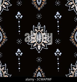 Golden Blue Mandala Lotus Damask Stock Vektor