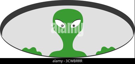Grünes Alien-Symbol in einem Loch. Stock Vektor