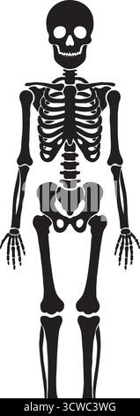 Graue Silhouette des menschlichen Skeletts auf blauem Hintergrund Stock Vektor