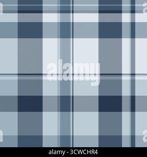 Kundenspezifische Gewebe Tartan Textur, Maschinen überprüfen nahtlose Vektor. Hintergrund mit Karomuster aus Clubtextil in weißen und blauen Farbtönen. Stock Vektor
