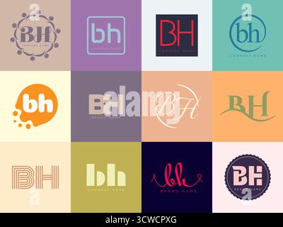 BH-Logo-Firmenvorlage. Buchstaben b und h Logo. Setzen Sie mit Designelementen verschiedene klassische Serifenschriftarten und modernen, auffälligen Text. Anfängliche Schriftart Stock Vektor