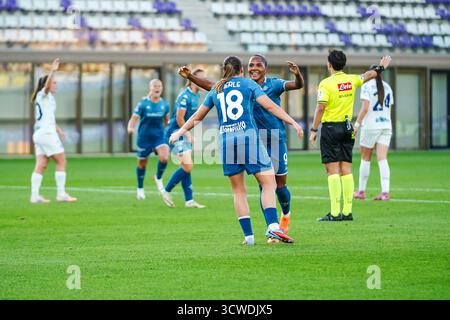 Emma Strom Snerle (Fiorentina femminile) erzielte ein Tor und feierte mit Teamkollegen beim ACF Fiorentina vs Inter - FC Internazionale, italienisches Fußball Serie A Frauen-Spiel in Bagno a Ripoli (FI), Italien, 11. Oktober 2025 Stockfoto
