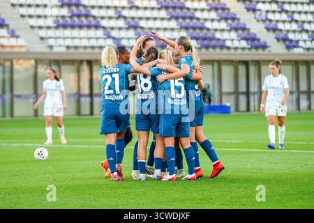 Emma Strom Snerle (Fiorentina femminile) erzielte ein Tor und feierte mit Teamkollegen beim ACF Fiorentina vs Inter - FC Internazionale, italienisches Fußball Serie A Frauen-Spiel in Bagno a Ripoli (FI), Italien, 11. Oktober 2025 Stockfoto
