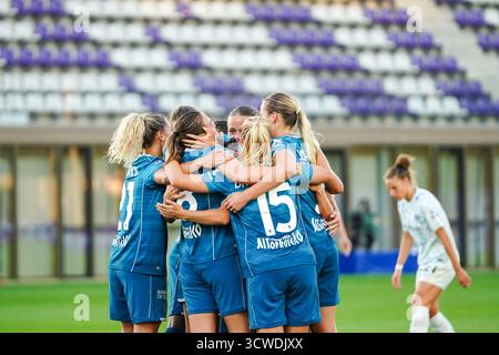 Emma Strom Snerle (Fiorentina femminile) erzielte ein Tor und feierte mit Teamkollegen beim ACF Fiorentina vs Inter - FC Internazionale, italienisches Fußball Serie A Frauen-Spiel in Bagno a Ripoli (FI), Italien, 11. Oktober 2025 Stockfoto