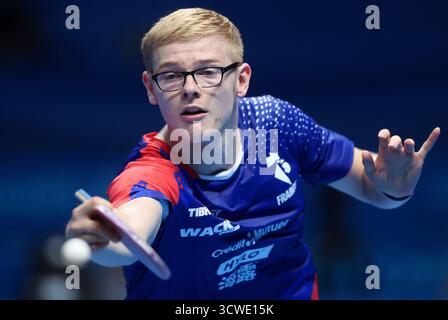 Varazdin, Hrvatska. Oktober 2025. Französische Tischtennismannschaft während des Trainingstages in Zadar, Kroatien am 11. Oktober 2025 vor dem Start der Europameisterschaft des Tischtennis-Teams 2025 in Zadar, Kroatien am 11. Oktober. Oktober 2025. Felix Lebrun Foto: Sanjin Strukic/PIXSELL Credit: Pixsell/Alamy Live News Stockfoto