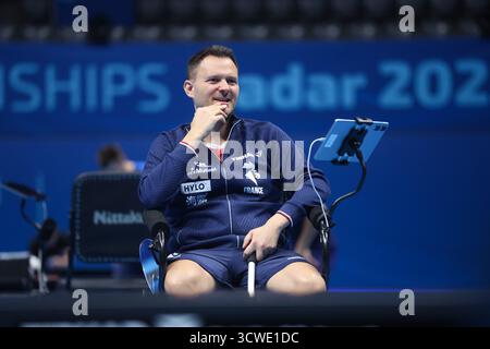 Varazdin, Hrvatska. Oktober 2025. Französische Tischtennismannschaft während des Trainingstages in Zadar, Kroatien am 11. Oktober 2025 vor dem Start der Europameisterschaft des Tischtennis-Teams 2025 in Zadar, Kroatien am 11. Oktober. Oktober 2025. Foto: Sanjin Strukic/PIXSELL Credit: Pixsell/Alamy Live News Stockfoto
