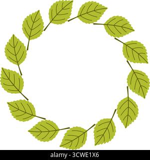 Einfacher Rahmen für Herbstblätter. Handgezeichneter trendiger flacher Stil isoliert auf transparentem Hintergrund. Runder Rahmen aus Herbstlaub. Ideal für Poster, Postkarten. Goldene Saison Hallo Herbst. Vektor Stock Vektor