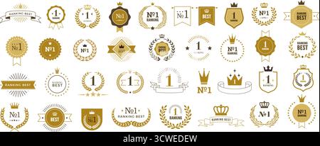 Gewertete Abzeichen. Laurel Awards Rahmen Gewinner Abzeichen aktuelle Vektor-Design-Vorlagen setzen Originalkunstwerke Stock Vektor