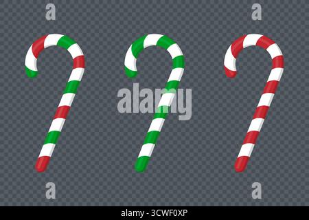 Set mit traditionellen weihnachtsbonbons. Zuckerrohr gestreift Stock Vektor